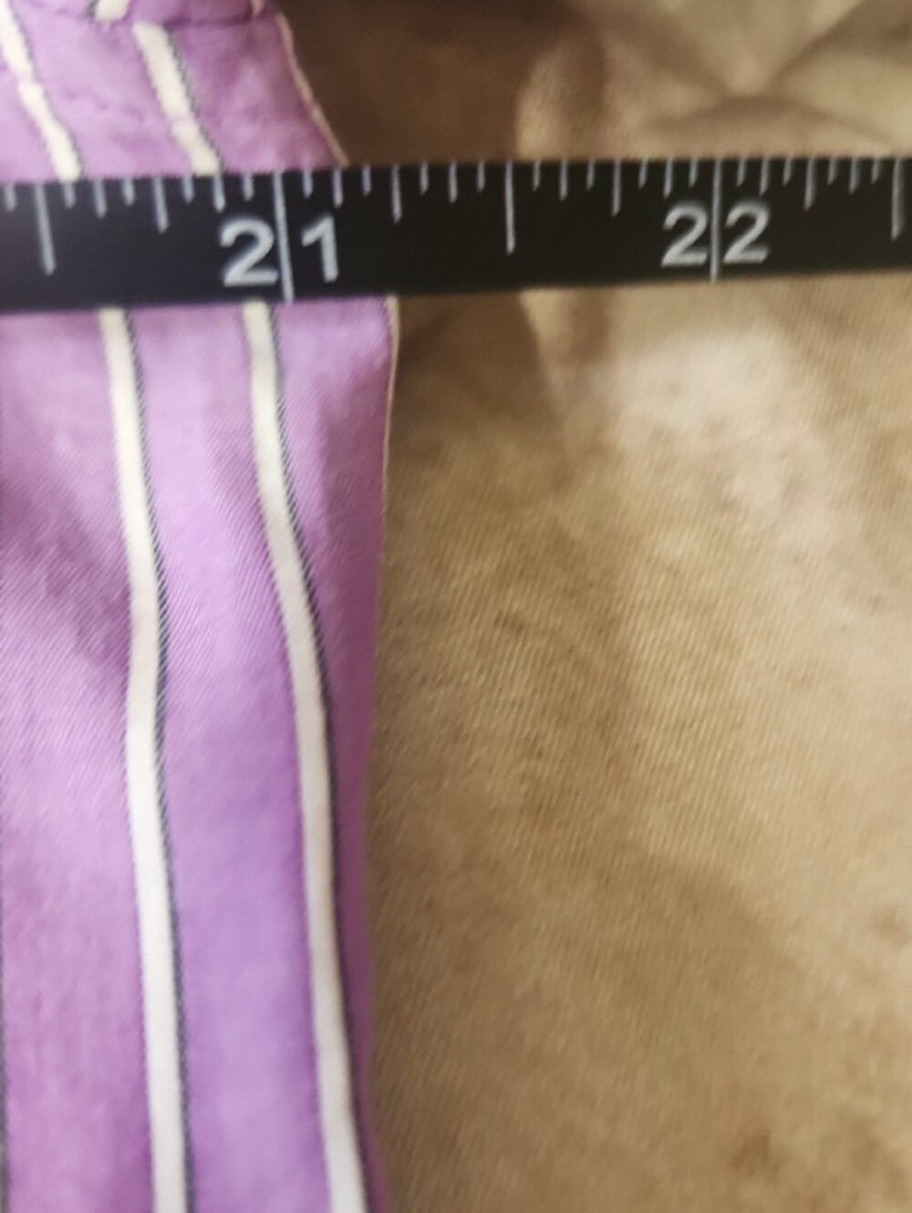 Lauren Ralph Lauren Purple and White Striped Button-Down Shirt - Picture 7 of 12